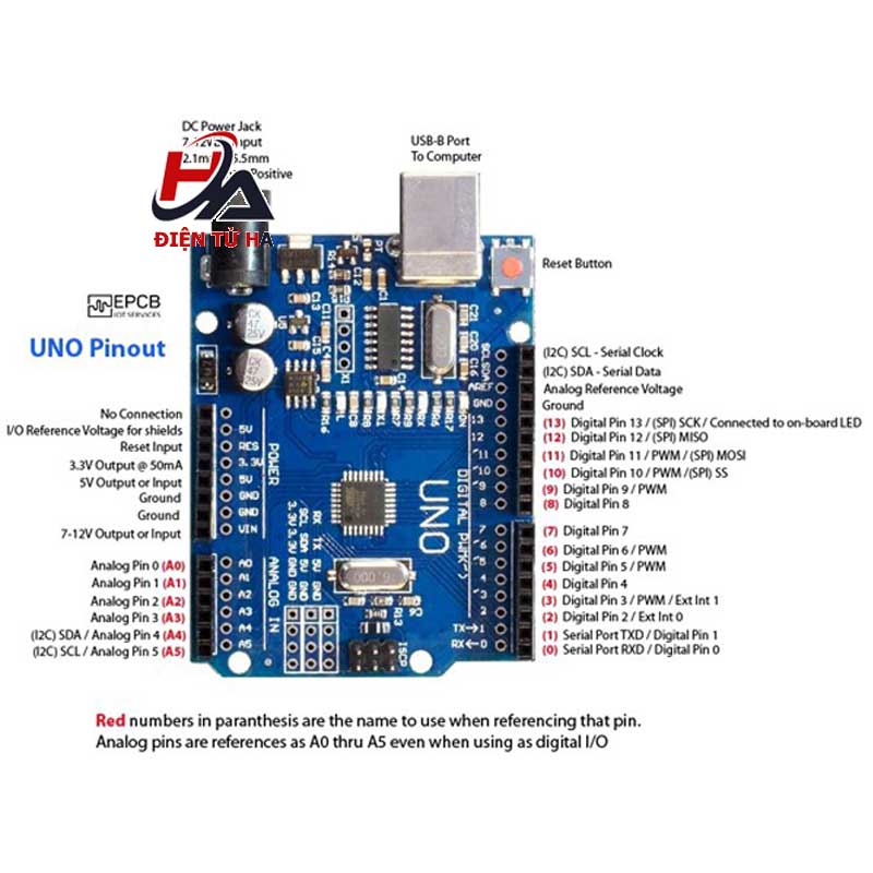 Arduino Uno R3 Smd (Ch340 + Atmega328P-Au) - Linh Kiện Điện Tử Ha - Đà Nẵng